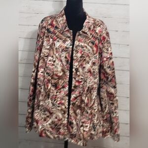 Chico's Multicolor Paisley Jacket 3 (16-18) Career Meetings Grandma Comfy